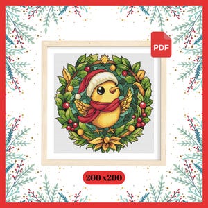 Birdy Bird Christmas Cross Stitch Pattern, Holiday Season Cross Stitch, Bird Embroidery, Christmas gift, Winter Cross Stitch, PDF Pattern