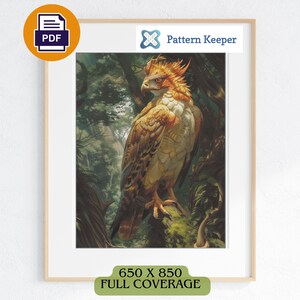 Golden gekrönter Adler Kreuzstichvorlage, Fantasy Adler Nadelspitze, Falke Kreuzstichmuster, großer Kreuzstich, Wildtier Kreuzstich
