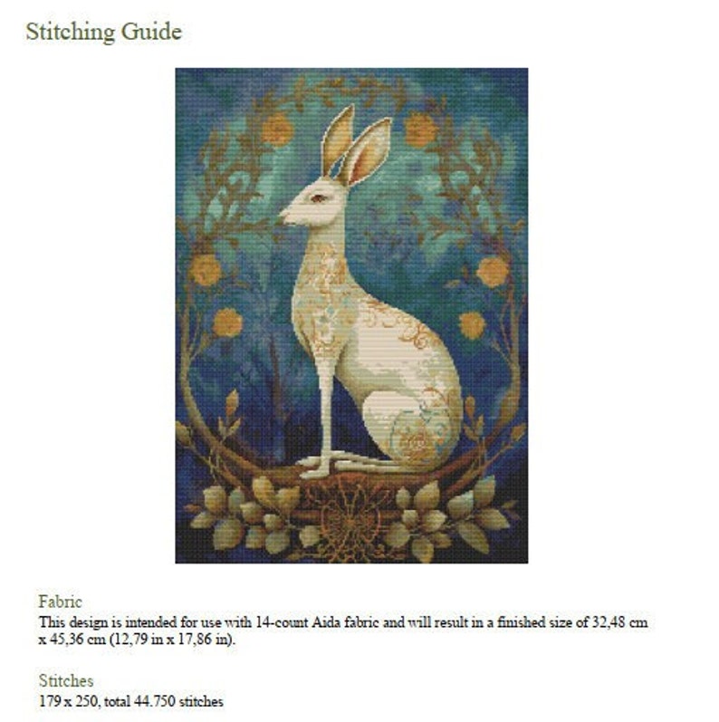 Vintage Fantasy Cross Stitch Pattern Large Size Rabbit Etsy