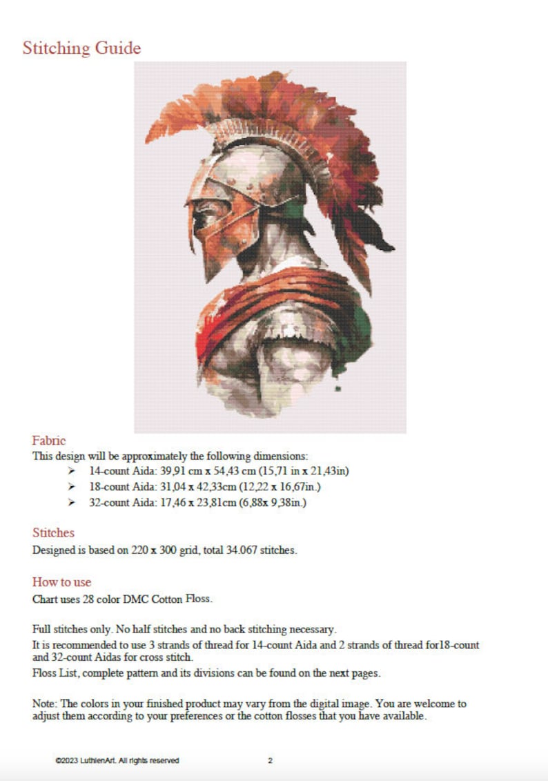 Achilles Cross Stitch Pattern, Ancient Greek Bust, Trojan, Pattern Keeper Compatible PDF image 2