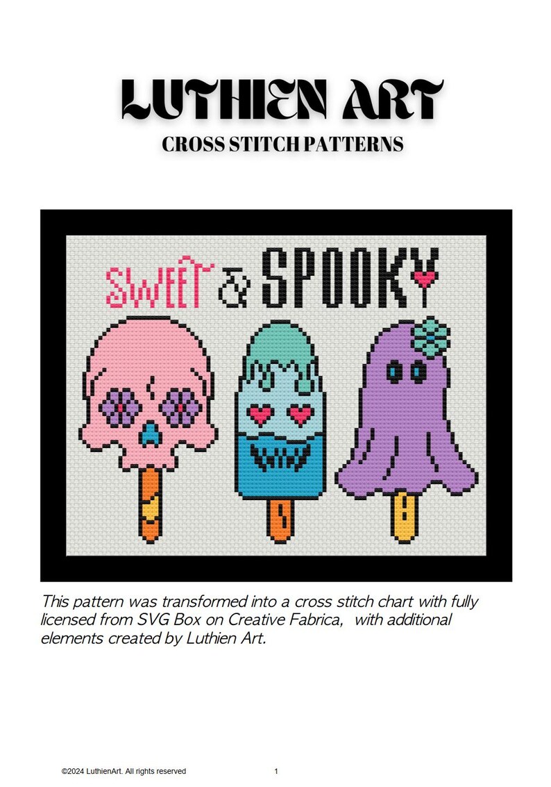Gothic Halloween Cross Stitch Pattern: Spooky Ice Cream (PDF Pattern - Etsy