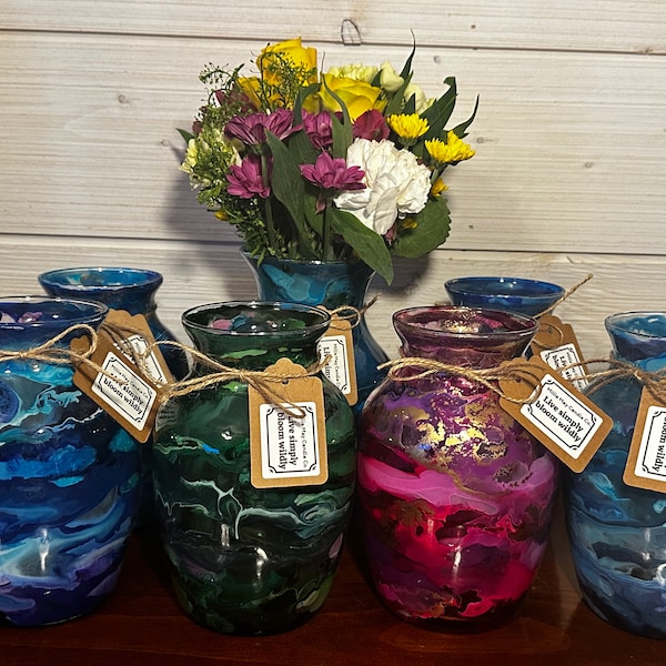 Hand Painted Alcohol Ink Resin Vases