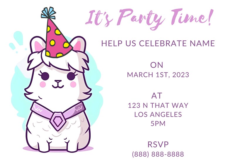 Llama Birthday Card Custom Birthday Card Template Cute - Etsy