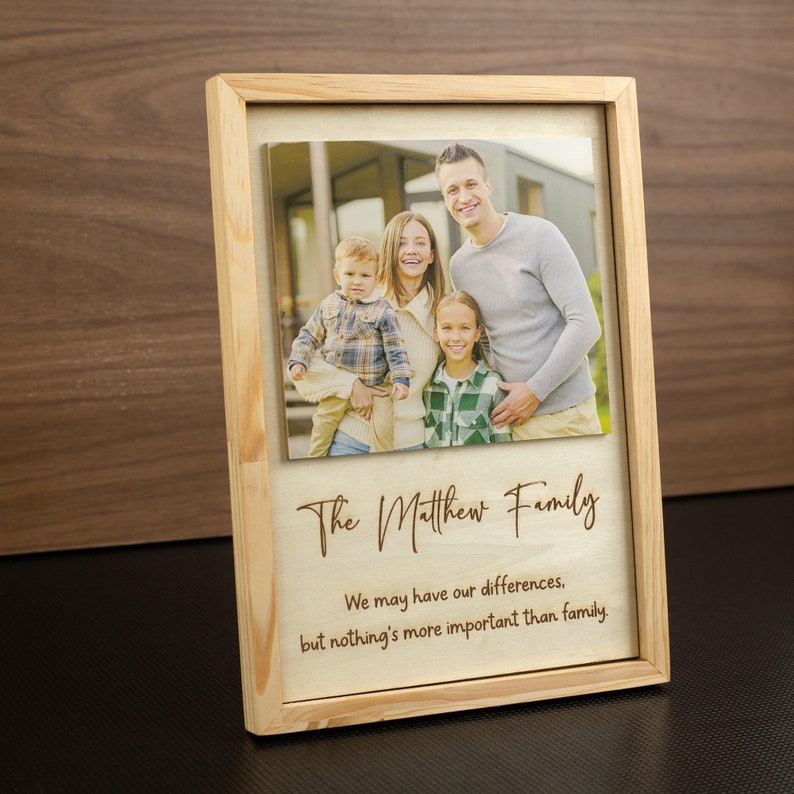 Custom Engraved Wood Picture Frame, Family Personalized Photo Frame