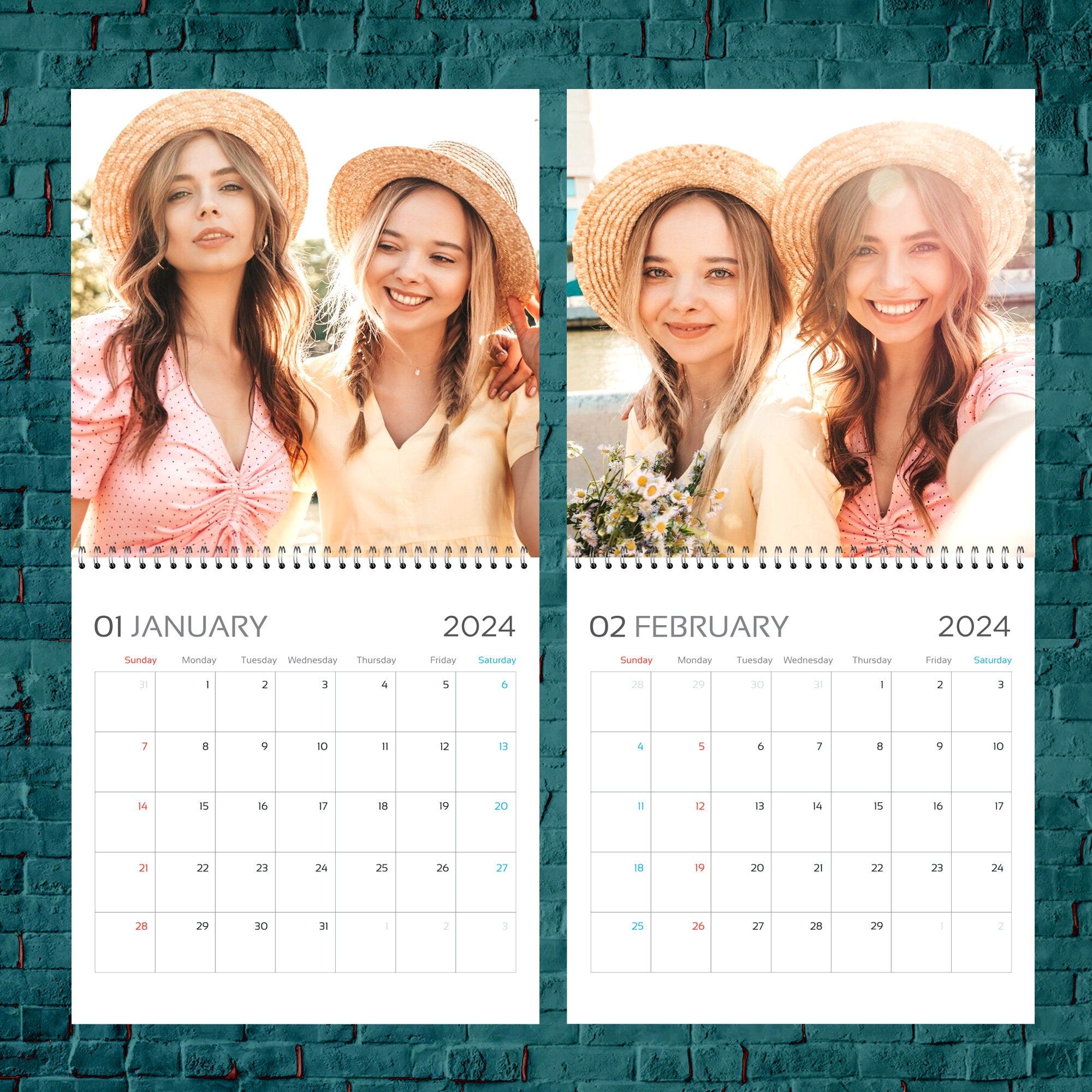 Custom Photo Calendar 2024, Personalized Calendar 2024, Best Friends