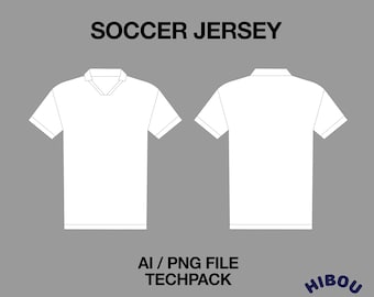 Soccer Jersey Tech Pack: Streetwear Technical Drawing (AI, PNG)