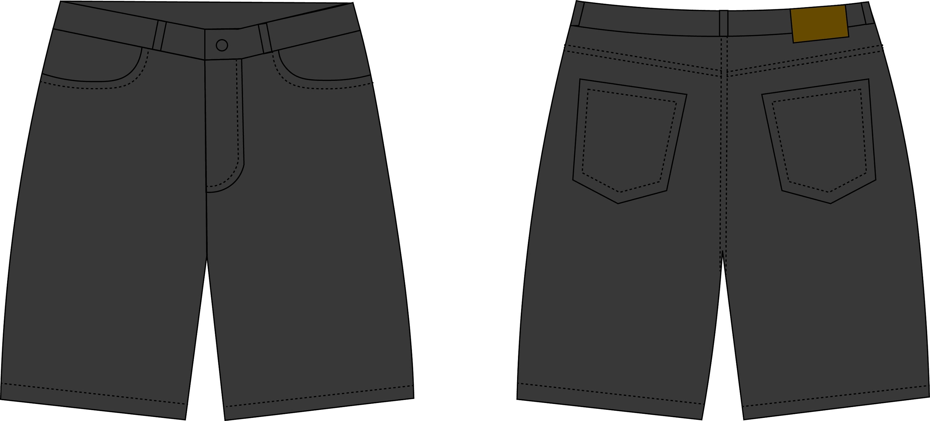 Baggy Jorts Denim Jean Shorts Technical Drawing Streetwear Mock-up Template  for Adobe Illustrator Design Tech Packs -  UK