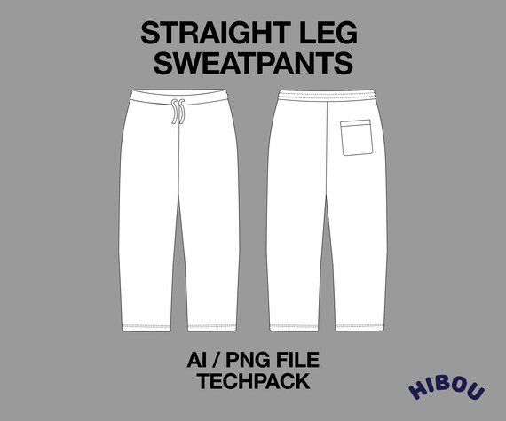 Straight Leg Relaxed Loose Fit Sweatpants Technical Drawing Streetwear  Mock-up Template for Adobe Illustrator Design Tech Packs -  Canada