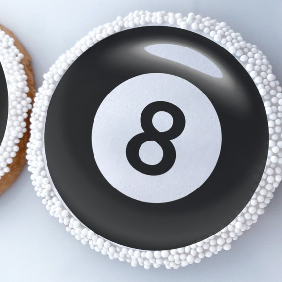 Billiards 8 Ball Edible Image Shortbread Cookies Birthday 