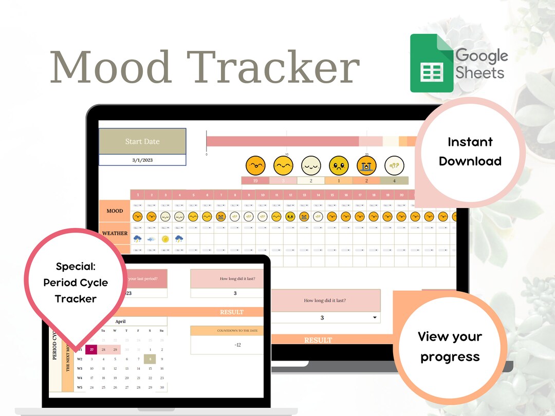 MOOD TRACKER Digital Mood Journal Mood Planner Journal Mood Tracker ...
