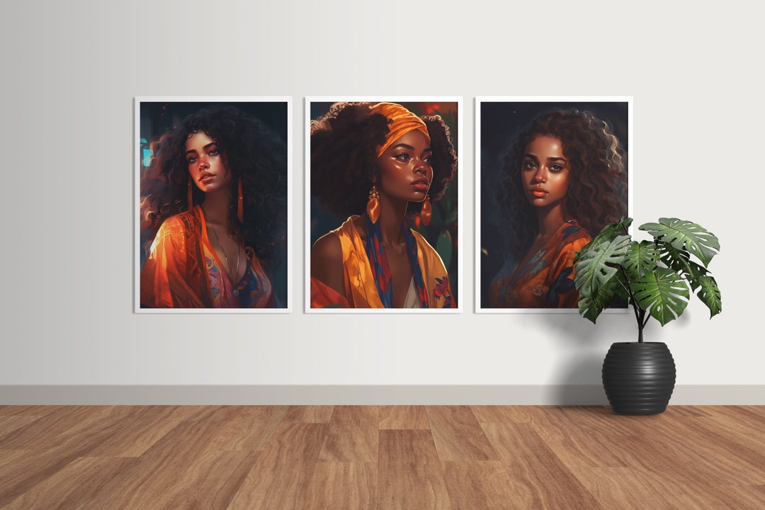 Set of 3 | Black Art | Digital Prints Set | Pop Art | Home Wall Art ...