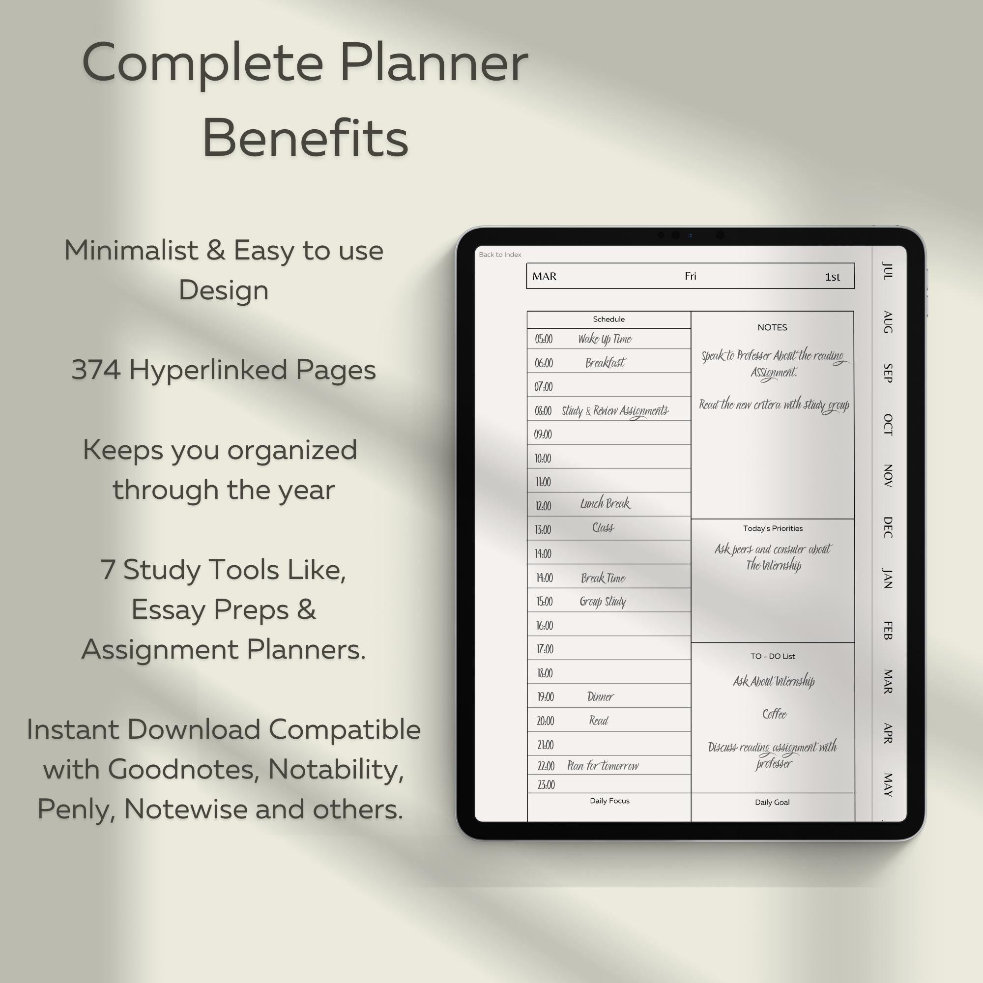 2023 - 2024 Academic Student Planner, School Planner for Ipad ...