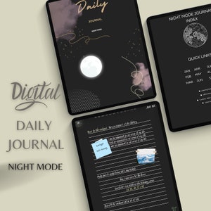 May include: A digital daily journal in night mode with a black background and gold stars. The journal has a section for "Plans for the weekend" and a section for "Make sure to make travel list & daily tickets".