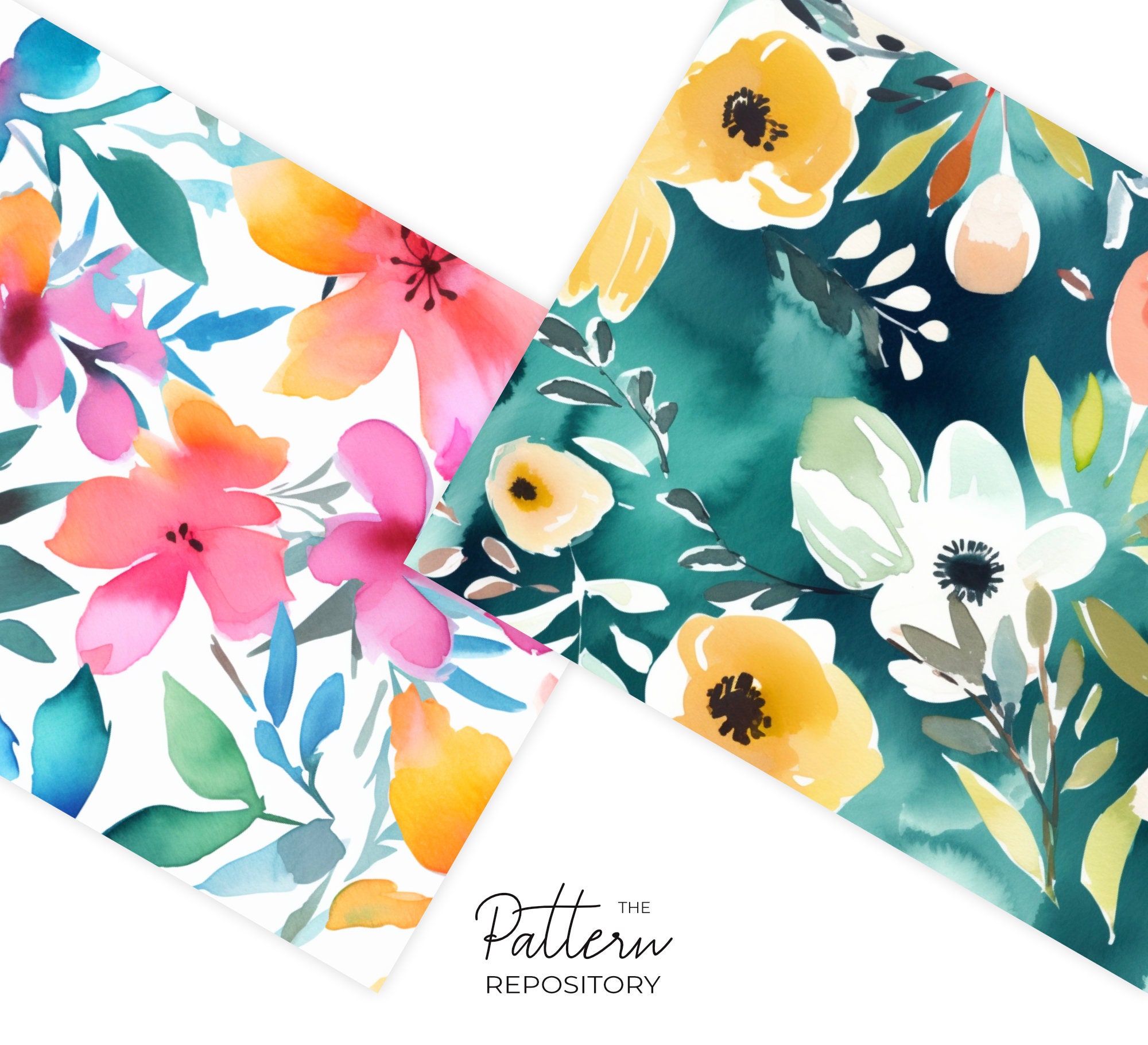 Beautiful Watercolor Floral Digital Paper 110 Seamless Patterns Pack ...