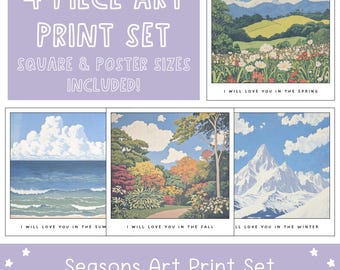 Pacote de arte de parede Seasons - Decoração estética para berçário - Arte de parede JPG - Decoração para quarto de criança - Presente de arte para impressão