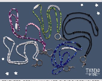 Cordão de contas personalizado fofo - Mensagem/nome personalizado - Porta-crachá/identidade - Presente de escritório para professor e enfermeira - Lembrança de memória para eventos