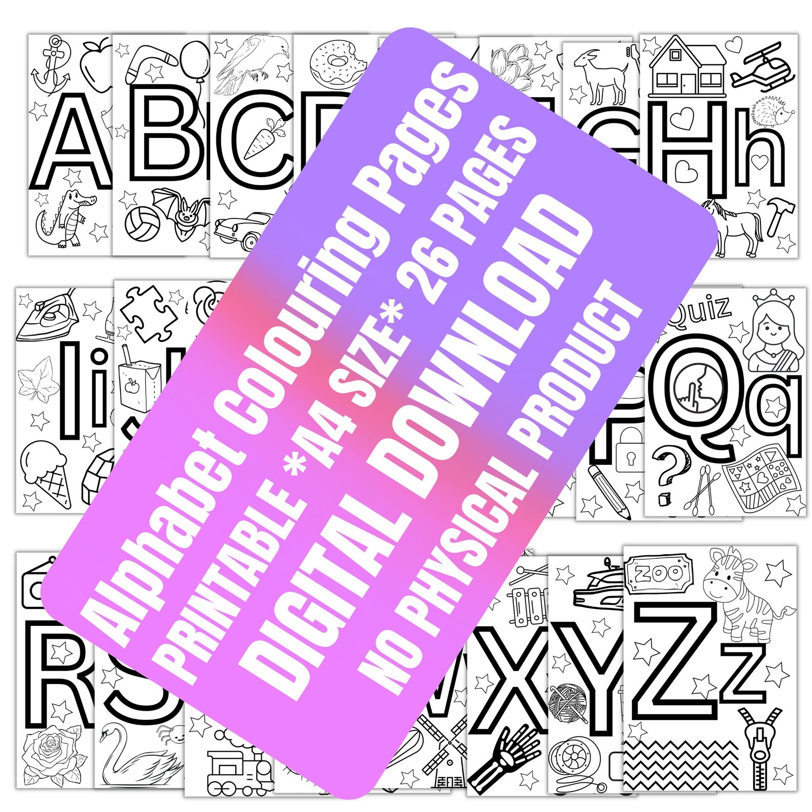 Printable Alphabet Colouring Pages Digital Download 26 Pages, Colouring ...