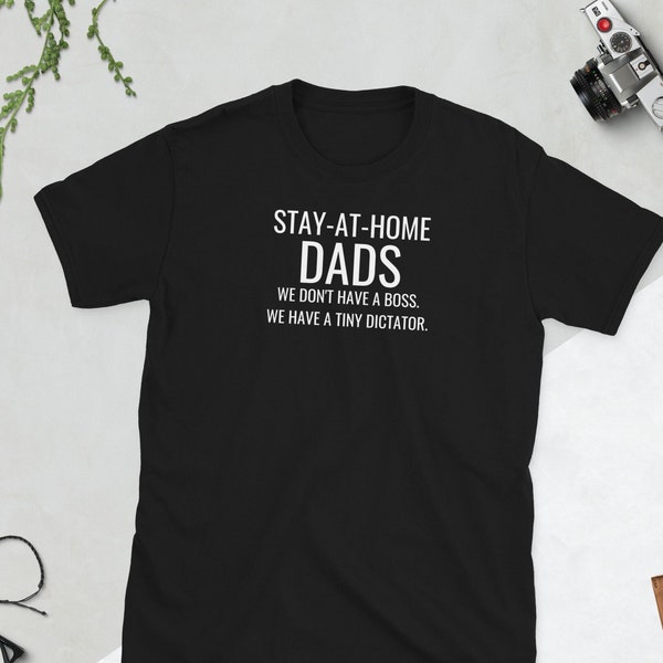 Stay Home Dad T-Shirt, Funny Crew Neck Tee for Stay-at-Home Dads, Short-Sleeve Tshirt Christmas Present for Daddy Who's Home with Kids