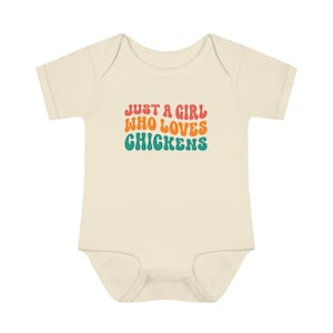 Chicken Shirt Bodysuit, Retro Boho Baby Bodysuit, Just a Girl Who Loves Chickens, Infant Baby Rib One Piece, Farm Animal Gift