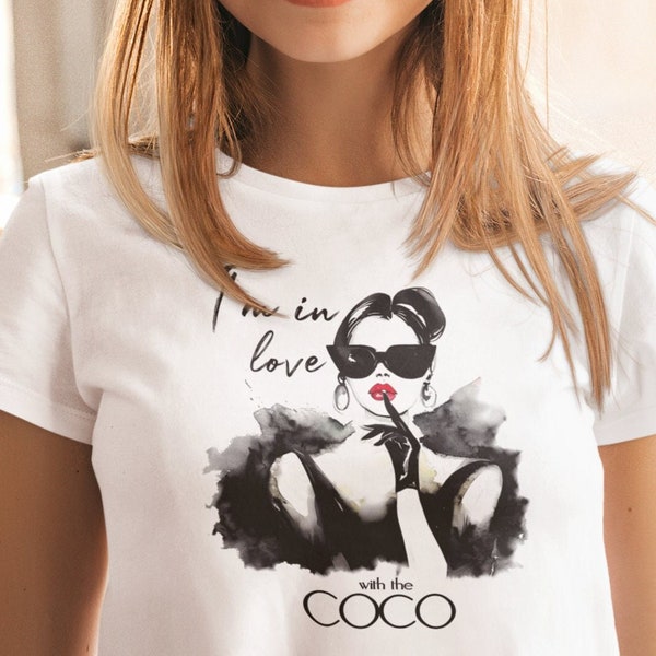 Coco Vintage Shirt Promi Shirt Frauen Tag Geschenk für sie Ich bin verliebt in die Coco Shirt für Frau Coco Liebhaber Geschenk für Frau Mode Tshirt