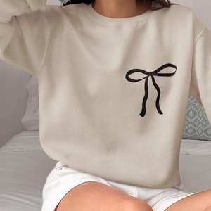 Bow Sweatshirt: Minimalist Coquette Crewneck