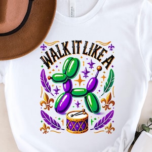 Mardi Gras Sweatshirt: Balloon Dog, Fleur De Lis, New Orleans Carnival