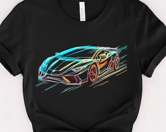 Sports Car Shirt, Neon Car Graphic Tee, Car Enthusiast Gift, Racing Car T-Shirt for Men & Boys, Cool Car Lover Tee, Automotive Gift