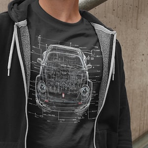 Porsche Blueprint Graphic Tee: Car Enthusiast Gift