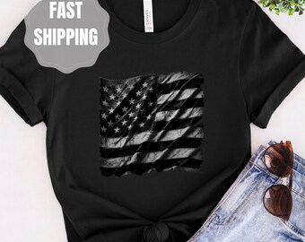 Schwarzes Flaggen-T-Shirt: USA Tee