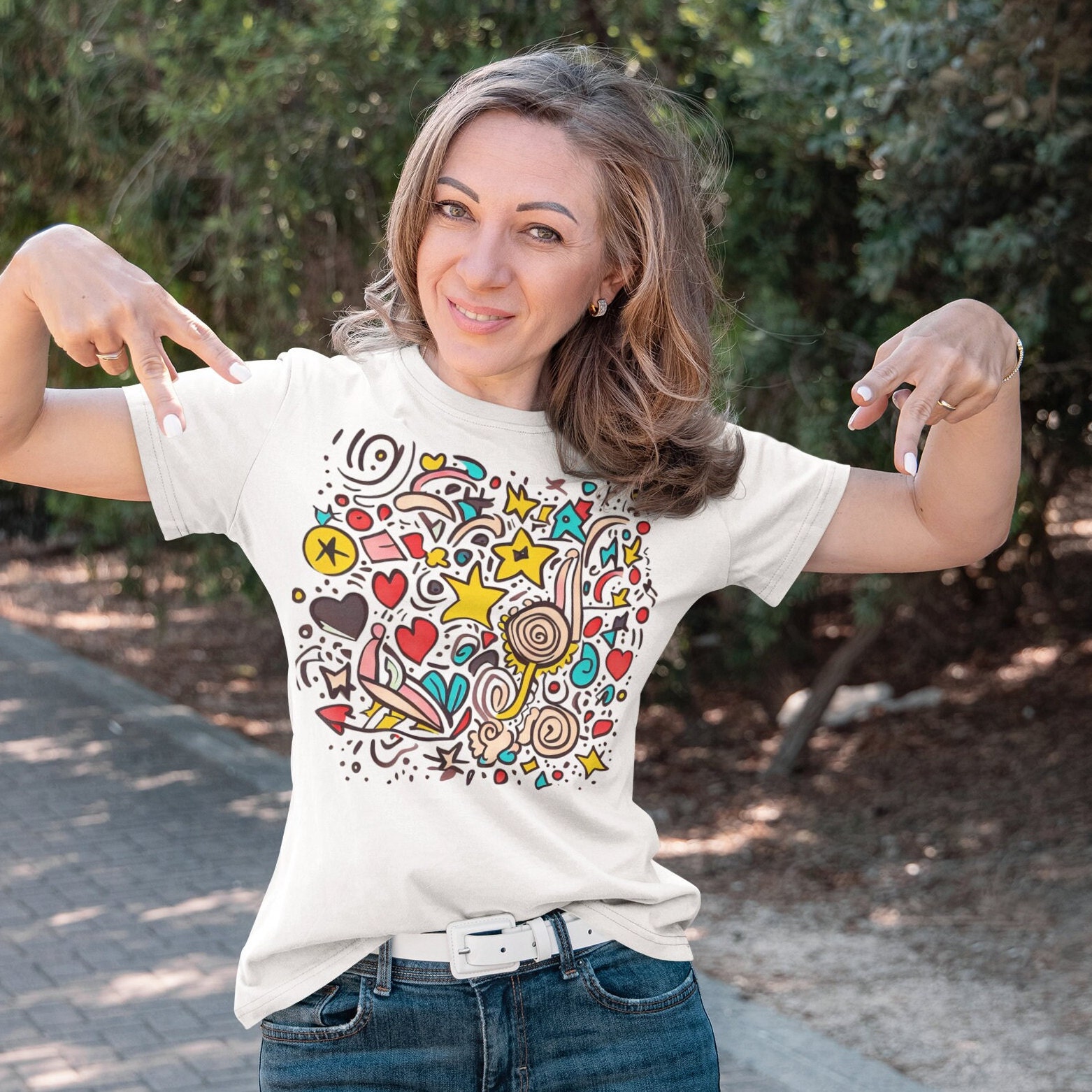 Doodle Art Drawing Tshirt Cartoon Doodle Art Birthday Gift Etsy