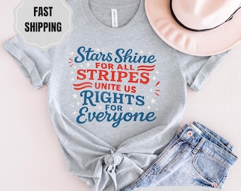 Stars Stripes Equal Rights Shirt: Retro 4th of July Feminist Tee