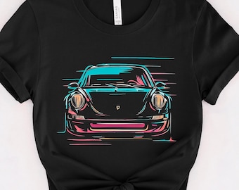 Retro bilgrafik-t-shirt, neonbilkille-tröja, muskelbil-t-shirt, förarpresent till honom, mekaniker-tröja, bilentusiastpresent, vintagebil-t-shirt