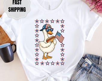T-shirt Patriotic Goose: grappig T-shirt van 4 juli VS