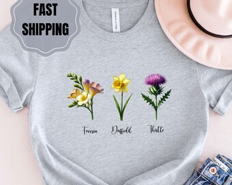 Freesia Daffodil Thistle Shirt: Subtle Floral Activism Tee