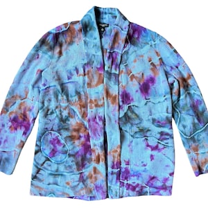 Ice Dyed Tie Dye Cardigan, Women&#39;s Petite Small, Talbots Open Front Sweater, Geode Dyed, Agate Dyed, Colorful, Gift for Her, Gift for Mom #2