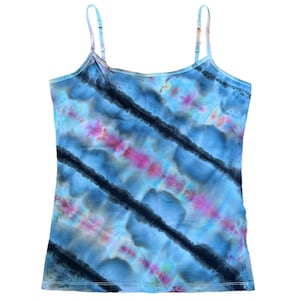 Tie Dye Cami Tank Top - L - Ice Dyed Rave Outfit - Shelf Bra #99