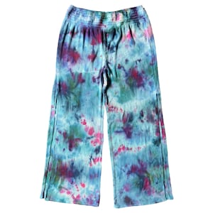 Ice-Dyed Tie Dye Cover-Up Beach Pants with Side Slits, Women&#39;s Large Open Leg Kona Sol L #82