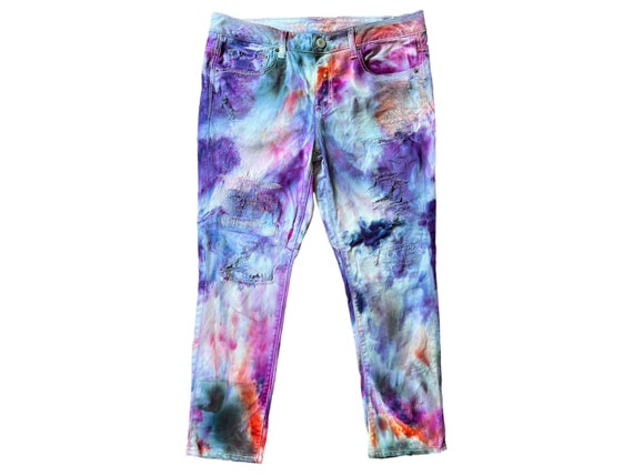 Ice Dyed Tie Dyed American Eagle Jeans Women s Size 8 Slouchy Denim Gravity Dyed Pants 55 Etsy UK