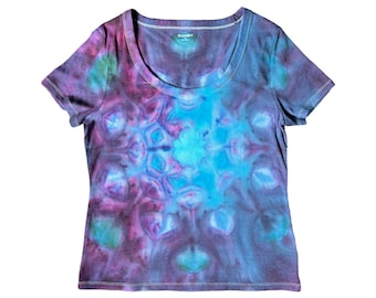 Camisa Tie Dye: Decote redondo feminino tamanho GG - Camiseta Otten Alien Eye Rave nº 76