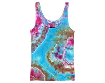 Ice Dyed Tie Dye Tank Top, Women's Small Geode Shirt, Banded Agate, Old Navy First Layer S #86