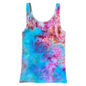 Ice Dyed Tie Dye Tank Top, Women&#39;s Small Tie-Dyed Shirt, Colorful, Gift for Her, Gift for Mom, Old Navy First Layer Rib Knit Tank S #29