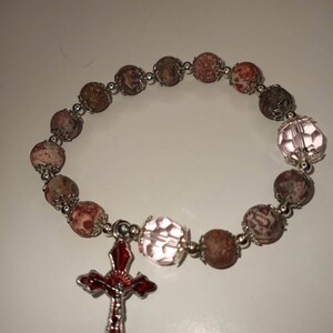 Handmade Rosary Bracelet; Rosary; Catholic Jewelry; Christian; Jasper; Handmade Jewelry; Bracelet; Religious Gifts; Catholic Rosary, Crystal