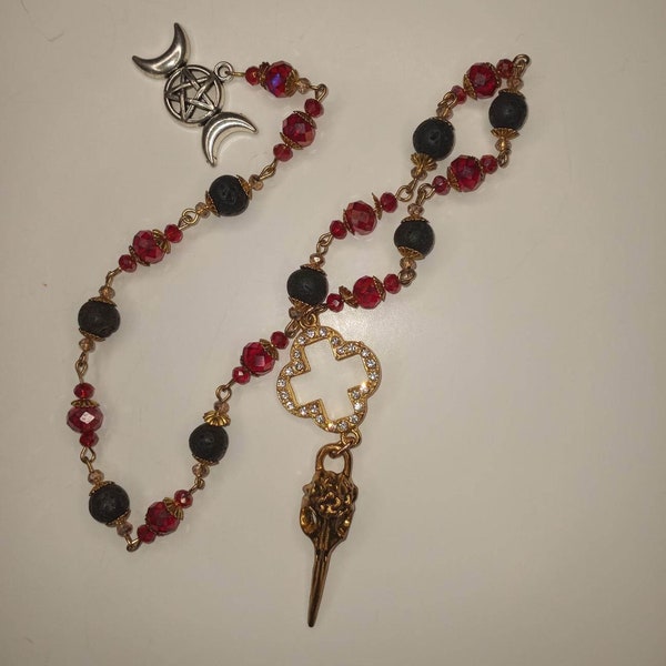 Handmade; Aromatherapy; Witch Ladder; Morrigan; Prayer Beads; Meditation Beads; Goddess; Altar Tools; Pagan; Skull; Wicca; Divination; Beads