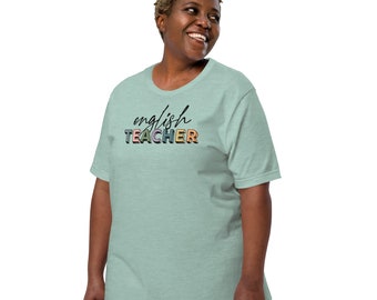 English Teacher Short Sleeve Tee | Cute Multicolor English Teacher Shirt