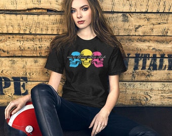 Pan Pride More Than Skin Deep Skulls Short Sleeve Gender Neutral Tee | Pansexual Pride Shirt | Subtle Pansexual Pride