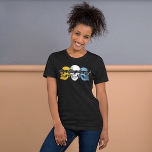 AroAce Pride More Than Skin Deep Skulls Gender Neutral Short Sleeve Tee | Aromantic Asexual Pride Shirt | Subtle AroAce Apparel