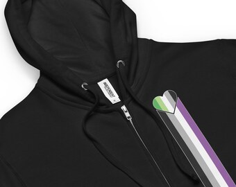 AroAce Pride Bleeding Heart Gender Neutral Zip Hoodie
