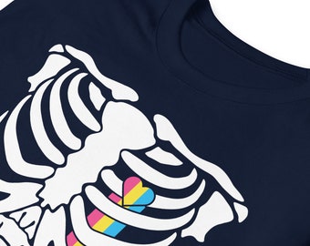 Pan Pride Bleeding Heart Ribcage Short Sleeve Gender Neutral T-Shirt