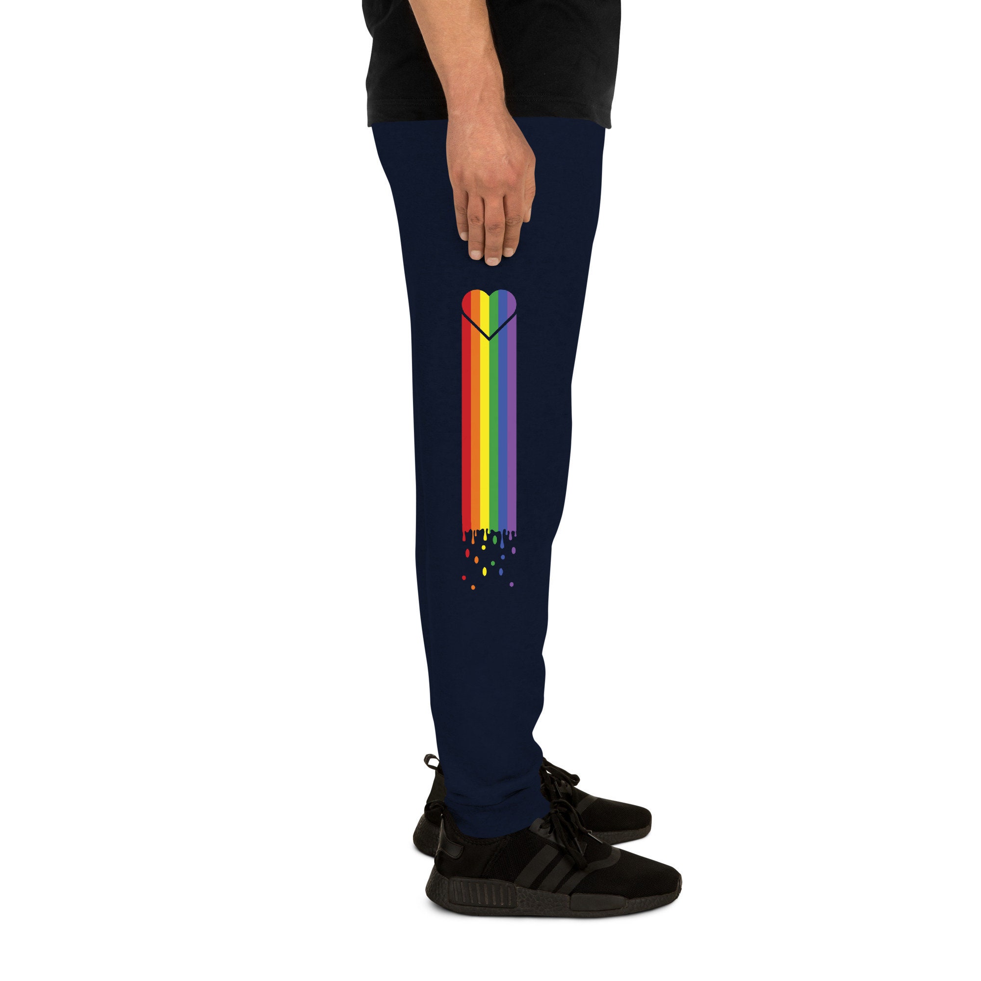 Pantalones de deporte para hombre con forro polar negro LGBT Gay Pride