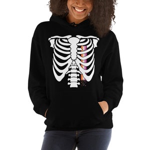 Lesbian Pride Bleeding Heart Ribcage Hoodie | WLW Hooded Sweatshirt | WLW Pride Apparel